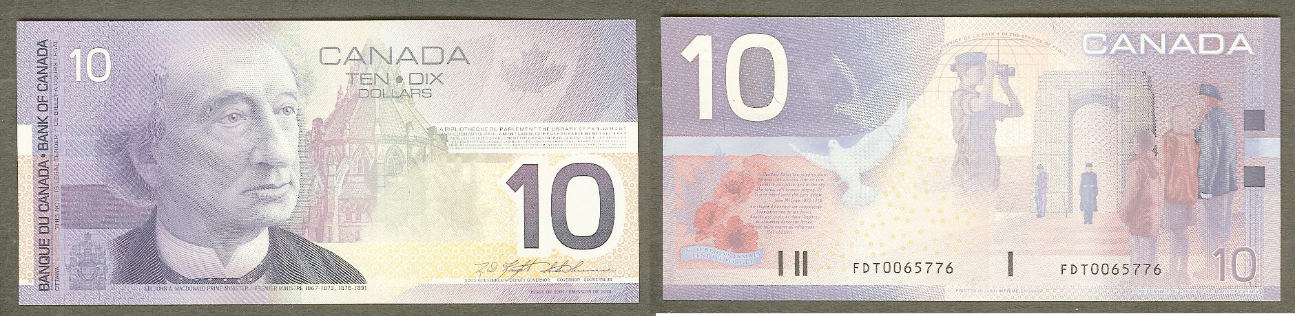Canada $10 2001 Unc